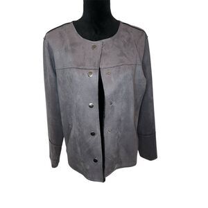 Christopher & Banks Women's Gray/Purple Faux Suede  Jacket Blazer Size M‎
